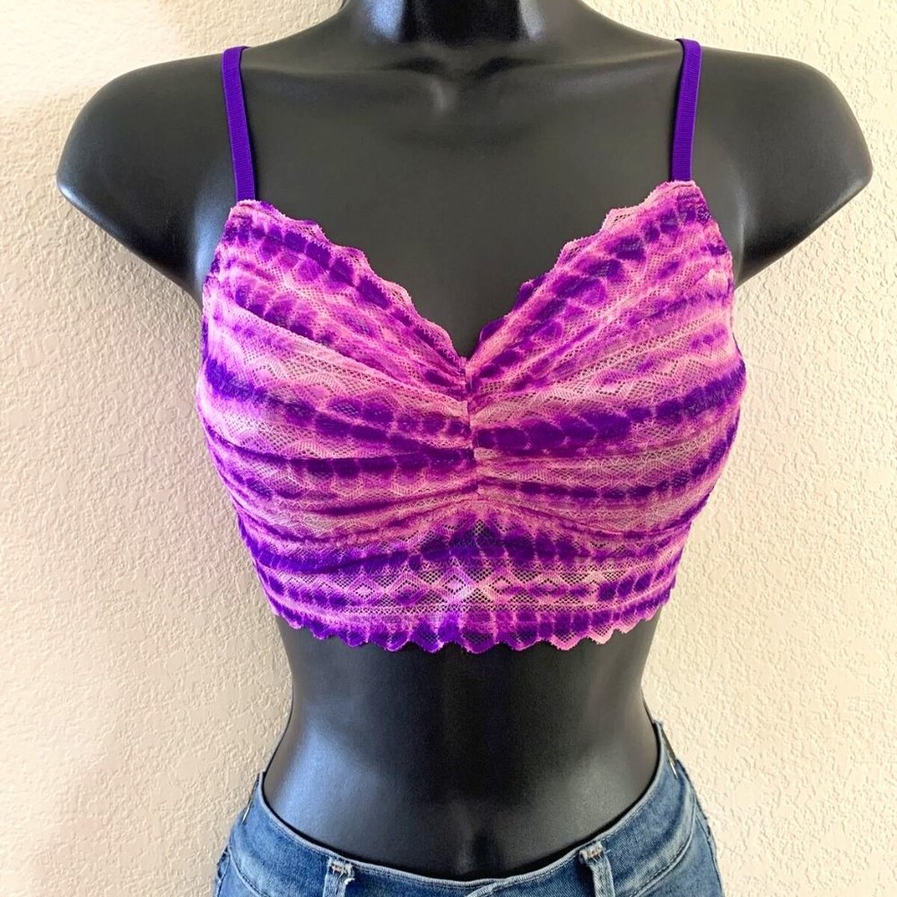 Y2K Festival VS PINK purple tie dye lace Bralette Top small S/P Victorias Secret